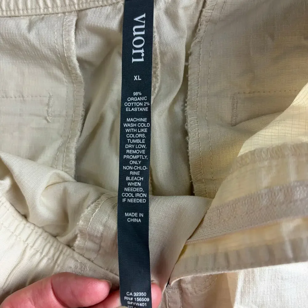 VUORI Womens Ripstop Pants Size XL Cream Cargo Pocket Drawstring VW401 - Picture 4 of 10